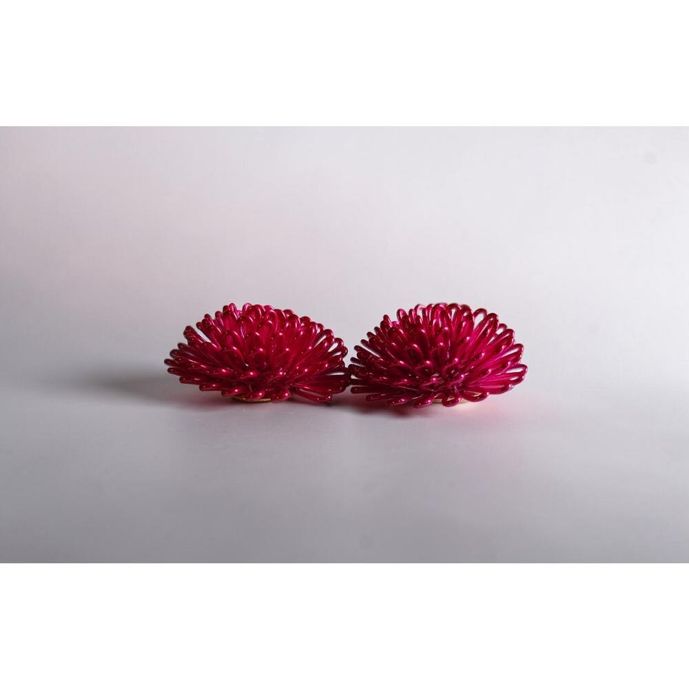 Vintage Pink Floral Design Stud Earrings